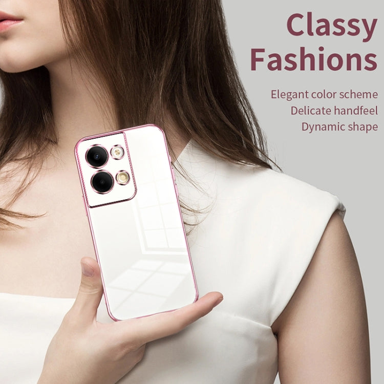 For OPPO Reno9 / Reno9 Pro Transparent Plating Fine Hole Phone Case(Pink) - OPPO Cases by PMC TechLife | Online Shopping South Africa | PMC TechLife | Buy Now Pay Later Mobicred