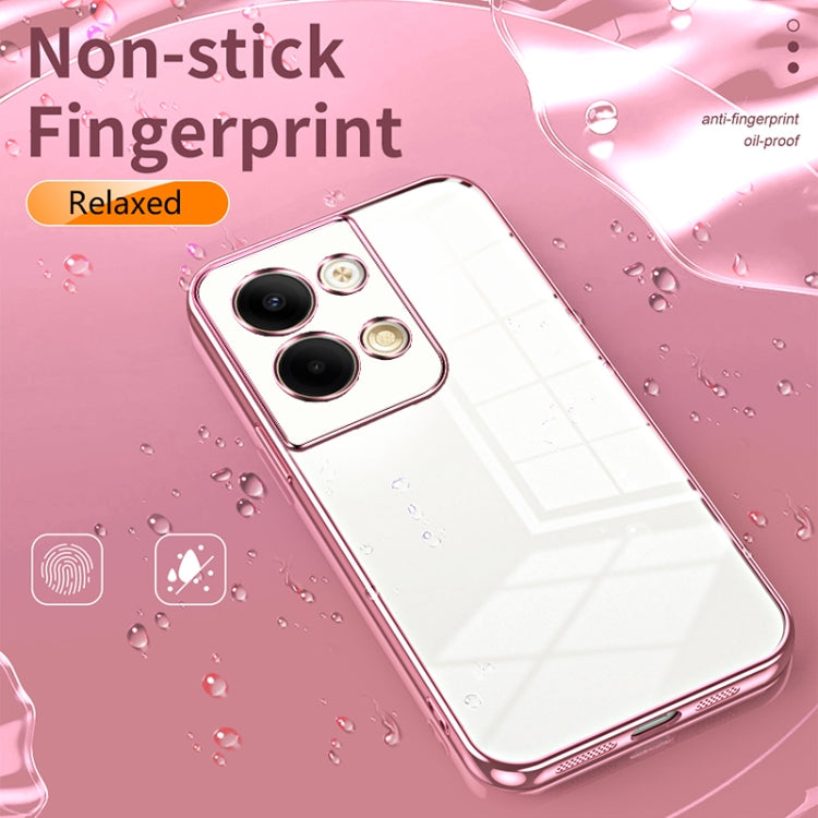 For OPPO Reno9 / Reno9 Pro Transparent Plating Fine Hole Phone Case(Pink) - OPPO Cases by PMC Jewellery | Online Shopping South Africa | PMC Jewellery | Buy Now Pay Later Mobicred
