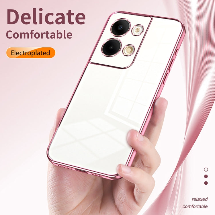 For OPPO Reno9 / Reno9 Pro Transparent Plating Fine Hole Phone Case(Gold) - OPPO Cases by PMC TechLife | Online Shopping South Africa | PMC TechLife | Buy Now Pay Later Mobicred