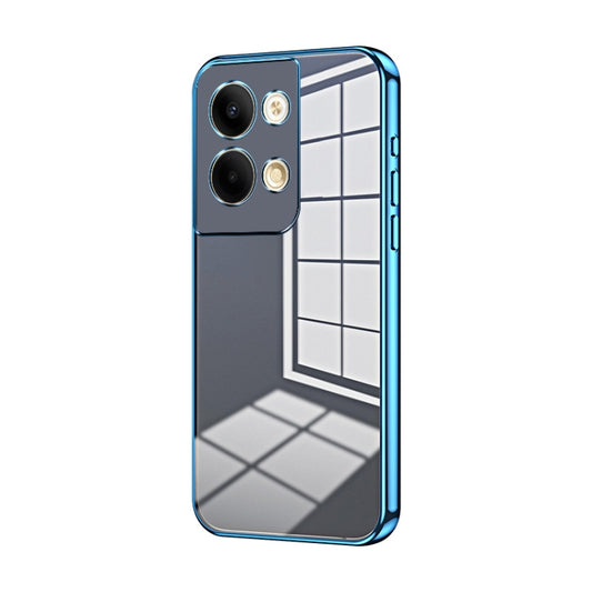 For OPPO Reno9 / Reno9 Pro Transparent Plating Fine Hole Phone Case(Blue) - OPPO Cases by PMC Jewellery | Online Shopping South Africa | PMC Jewellery | Buy Now Pay Later Mobicred