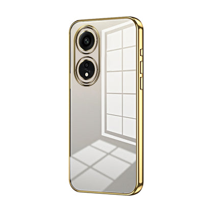 For OPPO A1 Pro Transparent Plating Fine Hole Phone Case(Gold) - OPPO Cases by PMC Jewellery | Online Shopping South Africa | PMC Jewellery | Buy Now Pay Later Mobicred