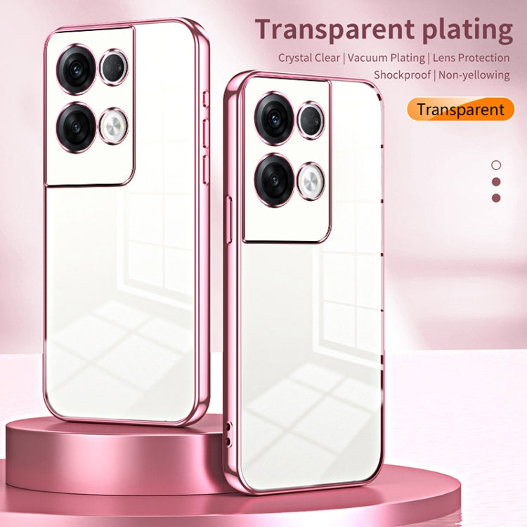 For OPPO Reno8 Pro+ Transparent Plating Fine Hole Phone Case(Pink) - OPPO Cases by PMC TechLife | Online Shopping South Africa | PMC TechLife | Buy Now Pay Later Mobicred