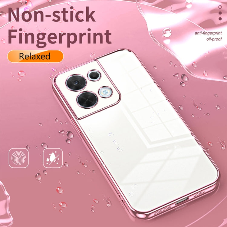 For OPPO Reno8 Transparent Plating Fine Hole Phone Case(Pink) - OPPO Cases by PMC Jewellery | Online Shopping South Africa | PMC Jewellery | Buy Now Pay Later Mobicred