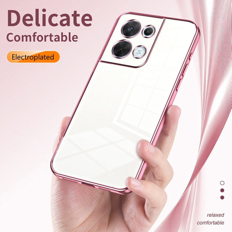 For OPPO Reno8 Transparent Plating Fine Hole Phone Case(Gold) - OPPO Cases by PMC TechLife | Online Shopping South Africa | PMC TechLife | Buy Now Pay Later Mobicred