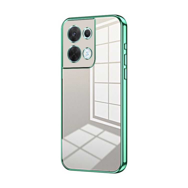 For OPPO Reno8 Transparent Plating Fine Hole Phone Case(Green) - OPPO Cases by PMC Jewellery | Online Shopping South Africa | PMC Jewellery | Buy Now Pay Later Mobicred
