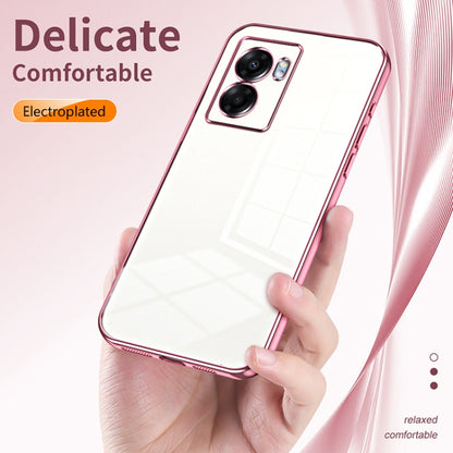 For OPPO A57 5G Transparent Plating Fine Hole Phone Case(Purple) - OPPO Cases by PMC Jewellery | Online Shopping South Africa | PMC Jewellery | Buy Now Pay Later Mobicred