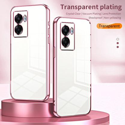 For OPPO A57 5G Transparent Plating Fine Hole Phone Case(Silver) - OPPO Cases by PMC Jewellery | Online Shopping South Africa | PMC Jewellery | Buy Now Pay Later Mobicred