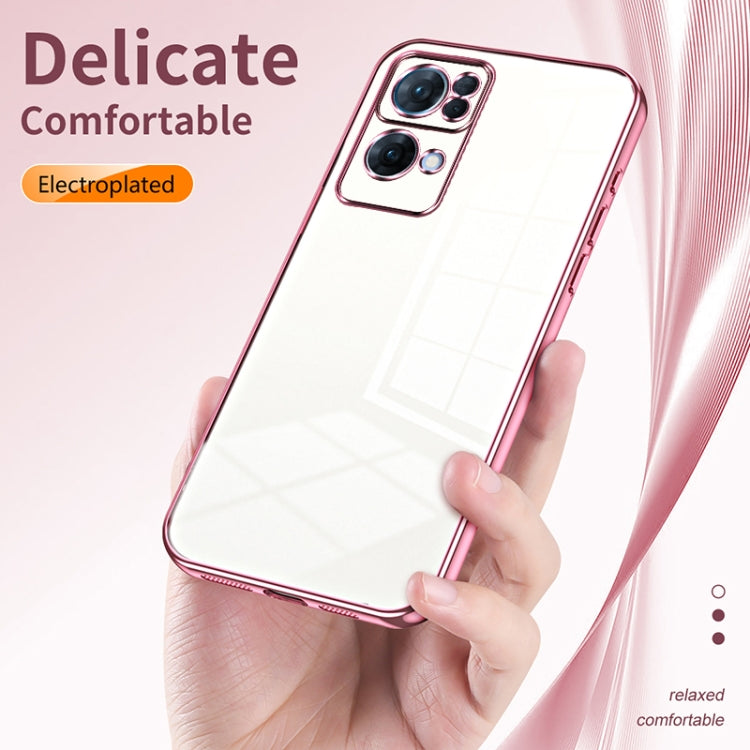 For OPPO Reno7 Pro Transparent Plating Fine Hole Phone Case(Pink) - OPPO Cases by PMC TechLife | Online Shopping South Africa | PMC TechLife | Buy Now Pay Later Mobicred
