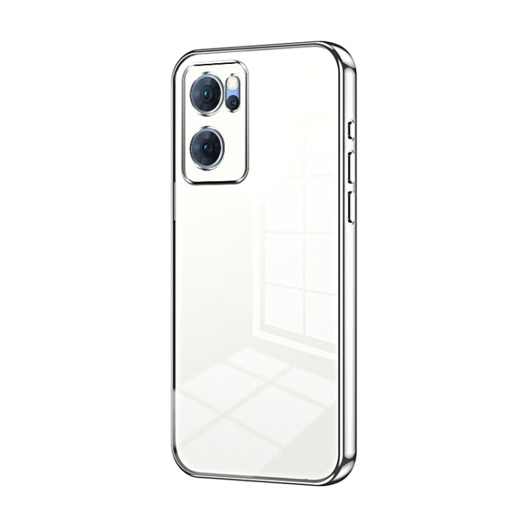 For OPPO Reno7 5G Transparent Plating Fine Hole Phone Case(Silver) - OPPO Cases by PMC Jewellery | Online Shopping South Africa | PMC Jewellery | Buy Now Pay Later Mobicred