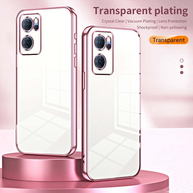For OPPO Reno7 5G Transparent Plating Fine Hole Phone Case(Black) - OPPO Cases by PMC TechLife | Online Shopping South Africa | PMC TechLife | Buy Now Pay Later Mobicred