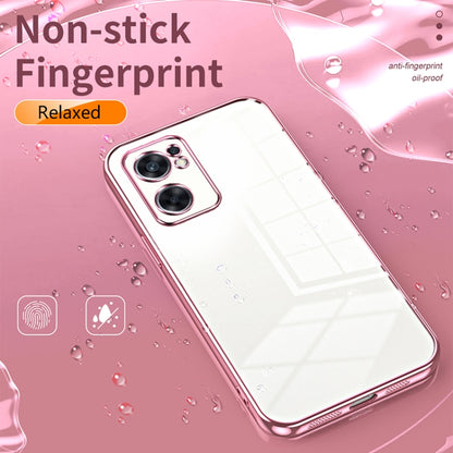For OPPO Reno7 SE Transparent Plating Fine Hole Phone Case(Pink) - OPPO Cases by PMC Jewellery | Online Shopping South Africa | PMC Jewellery | Buy Now Pay Later Mobicred