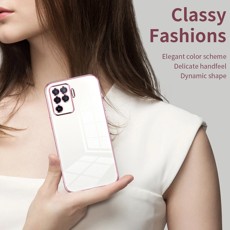For OPPO A94 4G Transparent Plating Fine Hole Phone Case(Blue) - OPPO Cases by PMC TechLife | Online Shopping South Africa | PMC TechLife | Buy Now Pay Later Mobicred