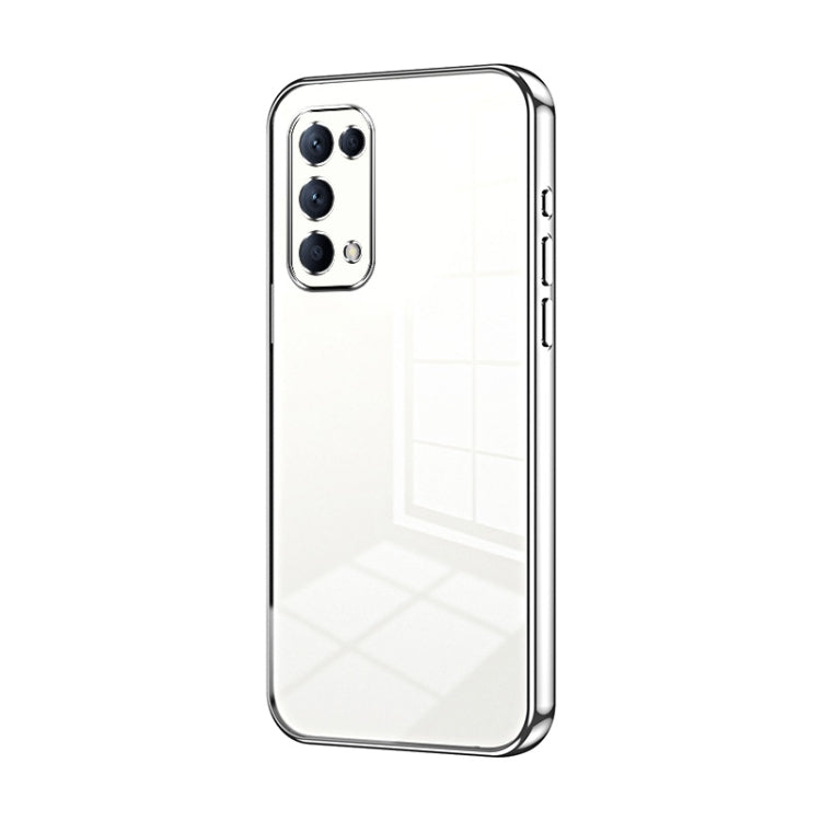 For OPPO Reno5 4G/5G / Reno5 K Transparent Plating Fine Hole Phone Case(Silver) - OPPO Cases by PMC Jewellery | Online Shopping South Africa | PMC Jewellery | Buy Now Pay Later Mobicred