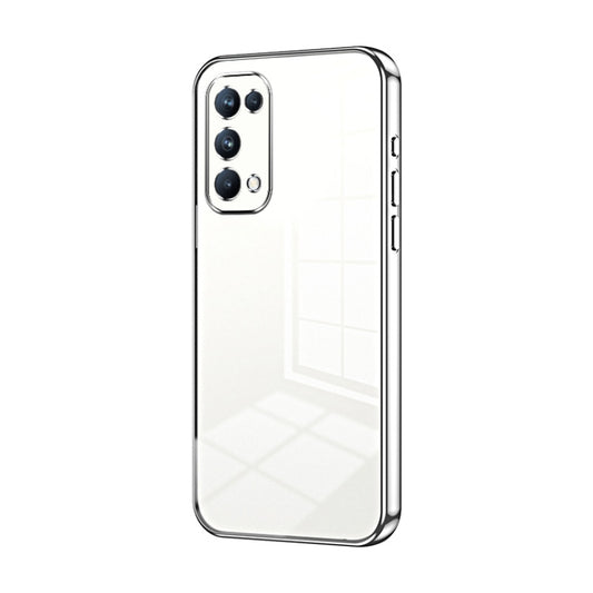 For OPPO Reno5 Pro Transparent Plating Fine Hole Phone Case(Silver) - OPPO Cases by PMC Jewellery | Online Shopping South Africa | PMC Jewellery | Buy Now Pay Later Mobicred