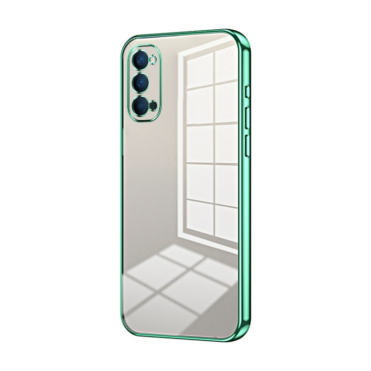 For OPPO Reno4 Transparent Plating Fine Hole Phone Case(Green) - OPPO Cases by PMC Jewellery | Online Shopping South Africa | PMC Jewellery | Buy Now Pay Later Mobicred