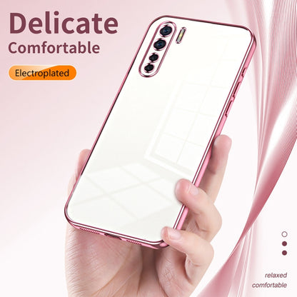 For OPPO Reno3 4G / F15 / A91 Transparent Plating Fine Hole Phone Case(Green) - OPPO Cases by PMC Jewellery | Online Shopping South Africa | PMC Jewellery | Buy Now Pay Later Mobicred