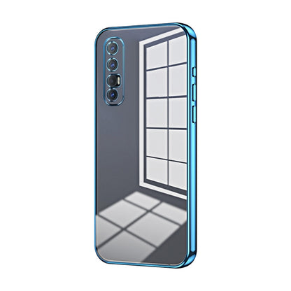 For OPPO Reno3 Pro Transparent Plating Fine Hole Phone Case(Blue) - OPPO Cases by PMC Jewellery | Online Shopping South Africa | PMC Jewellery | Buy Now Pay Later Mobicred