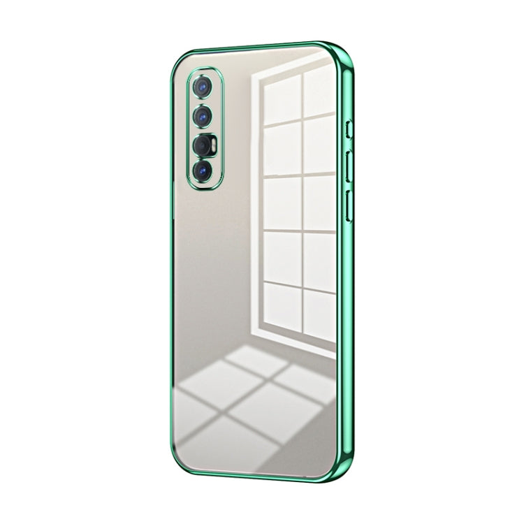 For OPPO Reno3 Pro Transparent Plating Fine Hole Phone Case(Green) - OPPO Cases by PMC TechLife | Online Shopping South Africa | PMC TechLife | Buy Now Pay Later Mobicred