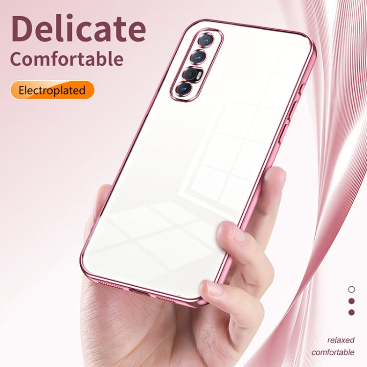 For OPPO Reno3 Pro Transparent Plating Fine Hole Phone Case(Black) - OPPO Cases by PMC Jewellery | Online Shopping South Africa | PMC Jewellery | Buy Now Pay Later Mobicred