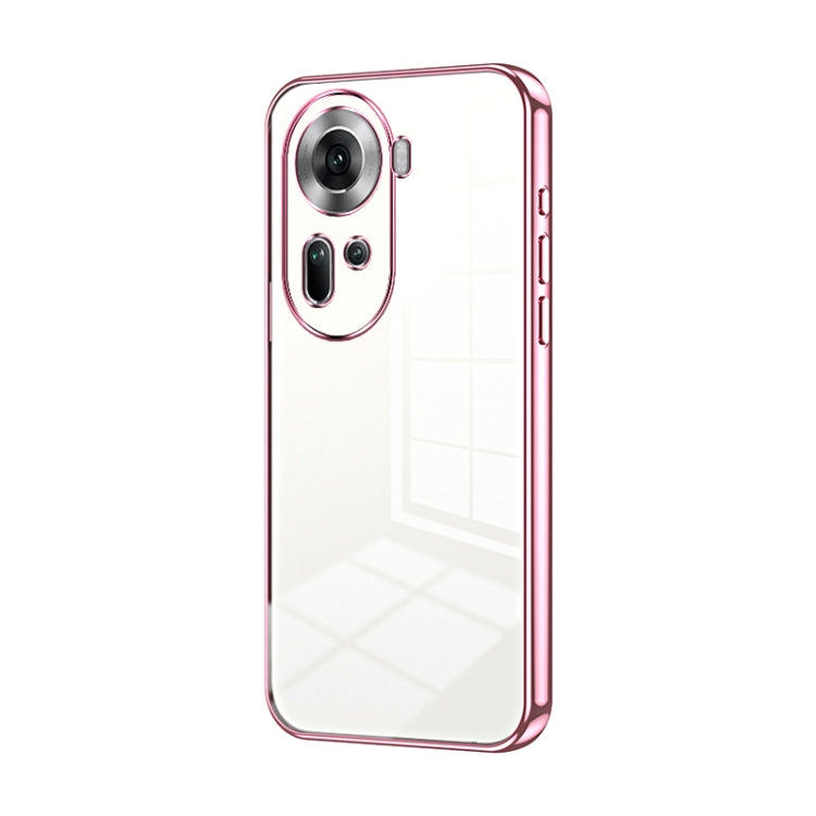 For OPPO Reno11 Global Transparent Plating Fine Hole Phone Case(Pink) - Reno11 Cases by PMC Jewellery | Online Shopping South Africa | PMC Jewellery | Buy Now Pay Later Mobicred