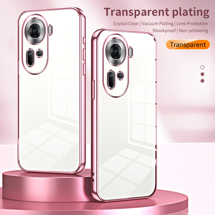 For OPPO Reno11 Global Transparent Plating Fine Hole Phone Case(Pink) - Reno11 Cases by PMC Jewellery | Online Shopping South Africa | PMC Jewellery | Buy Now Pay Later Mobicred