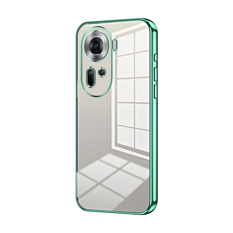 For OPPO Reno11 Global Transparent Plating Fine Hole Phone Case(Green) - Reno11 Cases by PMC Jewellery | Online Shopping South Africa | PMC Jewellery | Buy Now Pay Later Mobicred