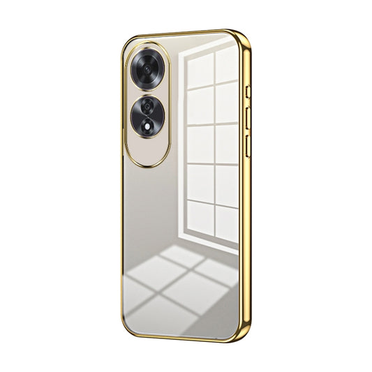 For OPPO A60 Transparent Plating Fine Hole Phone Case(Gold) - OPPO Cases by PMC Jewellery | Online Shopping South Africa | PMC Jewellery | Buy Now Pay Later Mobicred