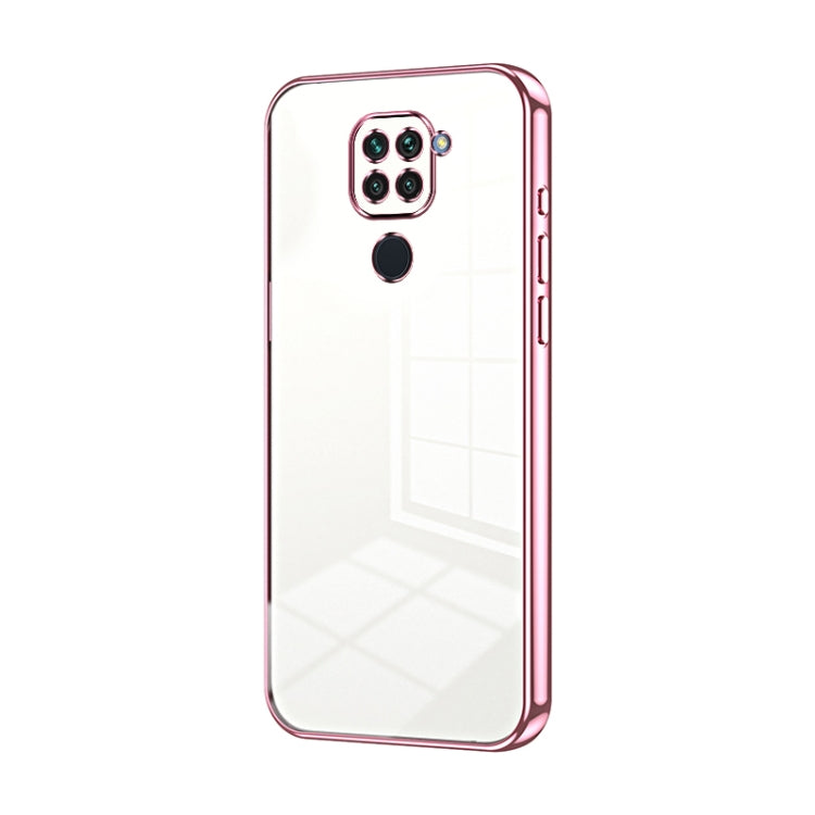 For Xiaomi Redmi Note 9 / 10X 4G Transparent Plating Fine Hole Phone Case(Pink) - Xiaomi Cases by PMC TechLife | Online Shopping South Africa | PMC TechLife | Buy Now Pay Later Mobicred