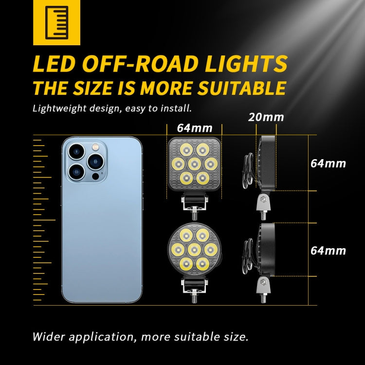 9-30V 12W 6000K 2.5 inch Car LED Engineering Auxiliary Light(White Light) - Work Lights by PMC TechLife | Online Shopping South Africa | PMC TechLife | Buy Now Pay Later Mobicred