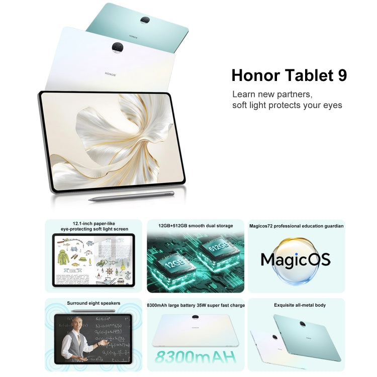 Honor Tablet 9 12.1 inch WiFi, Soft Light 12GB+256GB, MagicOS 7.2 Snapdragon 6 Gen1 Octa Core 2.2GHz, Not Support Google Play(Blue) - Huawei by Huawei | Online Shopping South Africa | PMC Jewellery