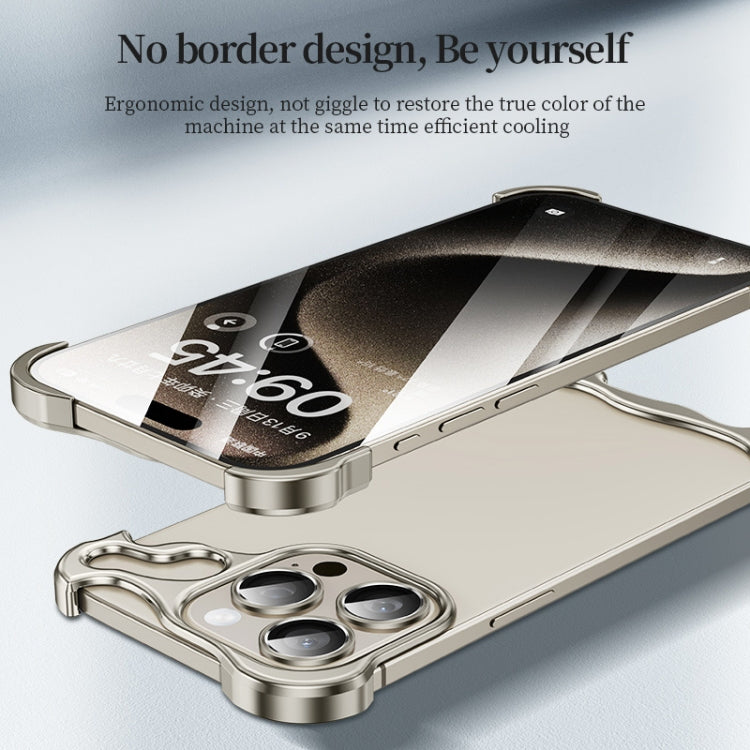 For iPhone 15 Plus Frameless Metal Corner Pad Phone Case with Lens Film(White) - iPhone 15 Plus Cases by PMC TechLife | Online Shopping South Africa | PMC TechLife