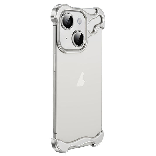 For iPhone 13 Frameless Metal Corner Pad Phone Case with Lens Film(White) - iPhone 13 Cases by PMC Jewellery | Online Shopping South Africa | PMC Jewellery | Buy Now Pay Later Mobicred