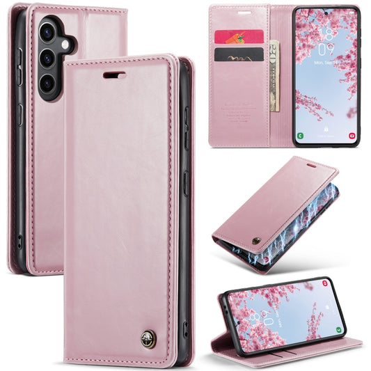 For Samsung Galaxy S24 5G CaseMe 003 Crazy Horse Texture Flip Leather Phone Case(Pink) - Galaxy S24 5G Cases by CaseMe | Online Shopping South Africa | PMC Jewellery | Buy Now Pay Later Mobicred