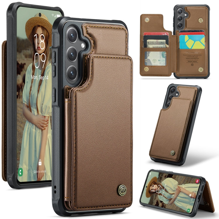 For Samsung Galaxy S24+ 5G CaseMe C22 PC+TPU Business Style RFID Anti-theft Leather Phone Case(Brown) - Galaxy S24+ 5G Cases by CaseMe | Online Shopping South Africa | PMC Jewellery | Buy Now Pay Later Mobicred