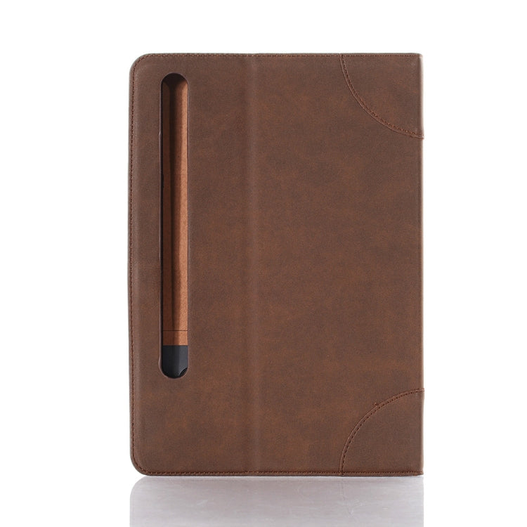 For Samsung Galaxy Tab S9 Retro Book Leather Tablet Case(Dark Brown) - Galaxy Tab S9 Cases by PMC Jewellery | Online Shopping South Africa | PMC Jewellery | Buy Now Pay Later Mobicred