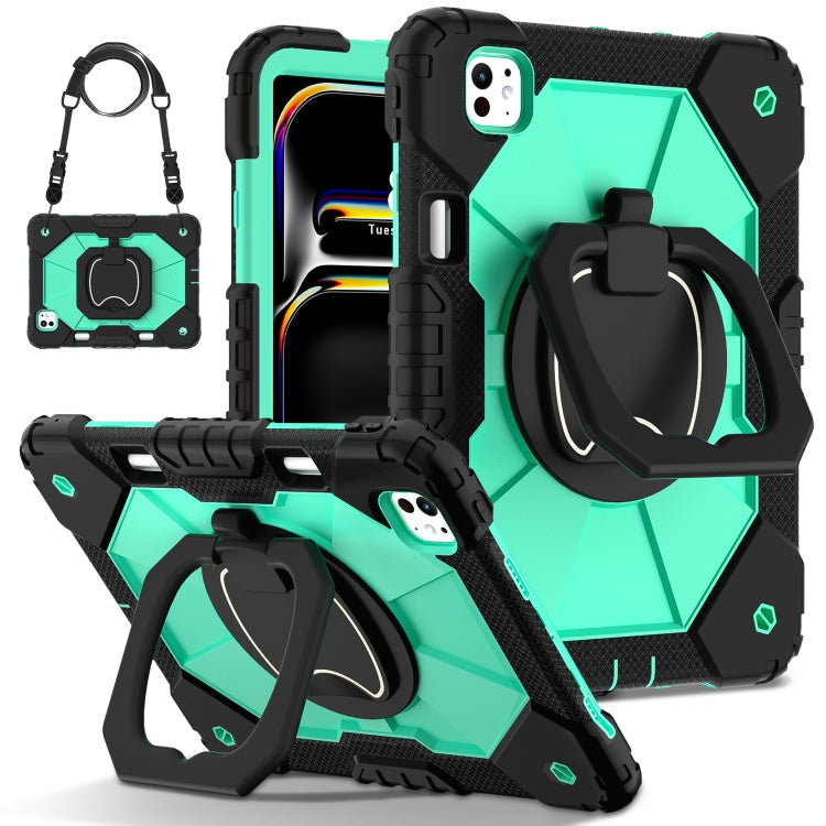 For iPad Pro 11 2024 Contrast Color Robot Silicone Hybrid PC Tablet Case(Black Mint Green) - iPad Pro 11 2024 Cases by PMC Jewellery | Online Shopping South Africa | PMC Jewellery | Buy Now Pay Later Mobicred