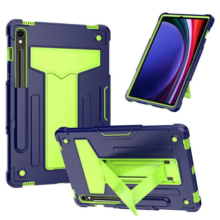 For Samsung Galaxy Tab S9 FE / S9 T Holder Robot Silicone Hybrid PC Tablet Case(Navy Yellow Green) - Galaxy Tab S9 Cases by PMC Jewellery | Online Shopping South Africa | PMC Jewellery | Buy Now Pay Later Mobicred