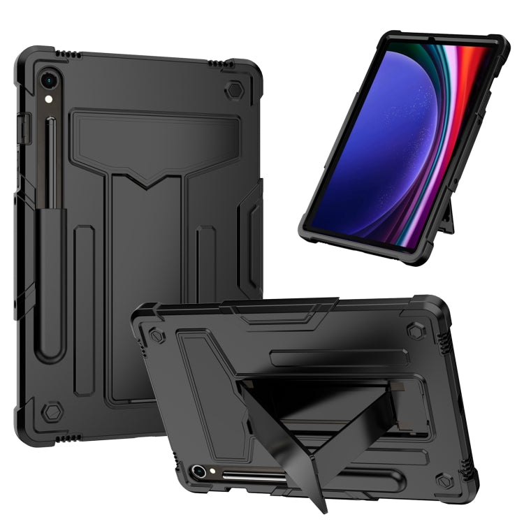 For Samsung Galaxy Tab S9 FE / S9 T Holder Robot Silicone Hybrid PC Tablet Case(Black) - Galaxy Tab S9 Cases by PMC TechLife | Online Shopping South Africa | PMC TechLife