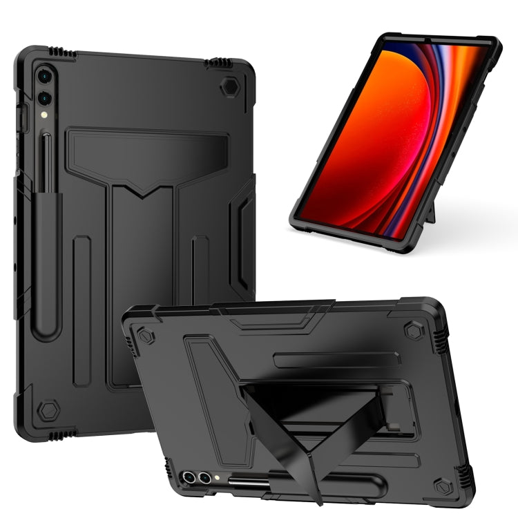 For Samsung Galaxy Tab S9 FE+ / S9+ T Holder Robot Silicone Hybrid PC Tablet Case(Black) - Galaxy Tab S9+ Cases by PMC Jewellery | Online Shopping South Africa | PMC Jewellery