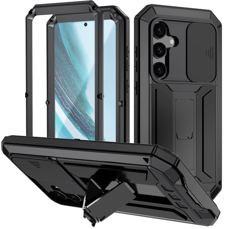 For Samsung Galaxy S24+ 5G R-JUST Sliding Camera Life Waterproof Holder Phone Case(Black) - Galaxy S24+ 5G Cases by R-JUST | Online Shopping South Africa | PMC Jewellery