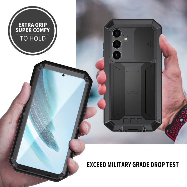 For Samsung Galaxy S24+ 5G R-JUST Sliding Camera Life Waterproof Holder Phone Case(Black) - Galaxy S24+ 5G Cases by R-JUST | Online Shopping South Africa | PMC TechLife | Buy Now Pay Later Mobicred