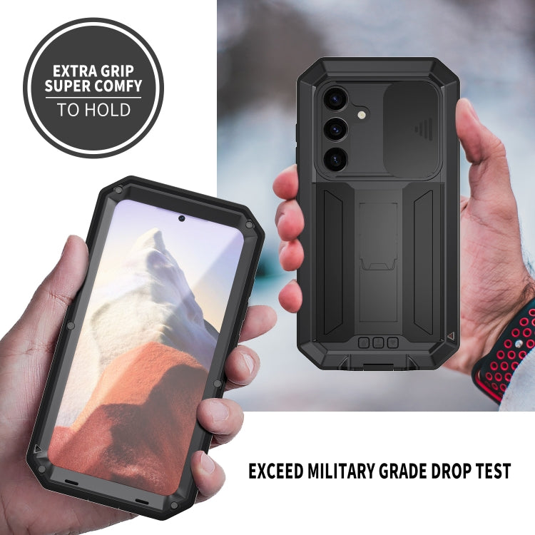 For Samsung Galaxy S24 5G R-JUST Sliding Camera Life Waterproof Holder Phone Case(Black) - Galaxy S24 5G Cases by R-JUST | Online Shopping South Africa | PMC Jewellery