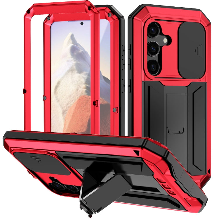 For Samsung Galaxy S24 5G R-JUST Sliding Camera Life Waterproof Holder Phone Case(Red) - Galaxy S24 5G Cases by R-JUST | Online Shopping South Africa | PMC Jewellery