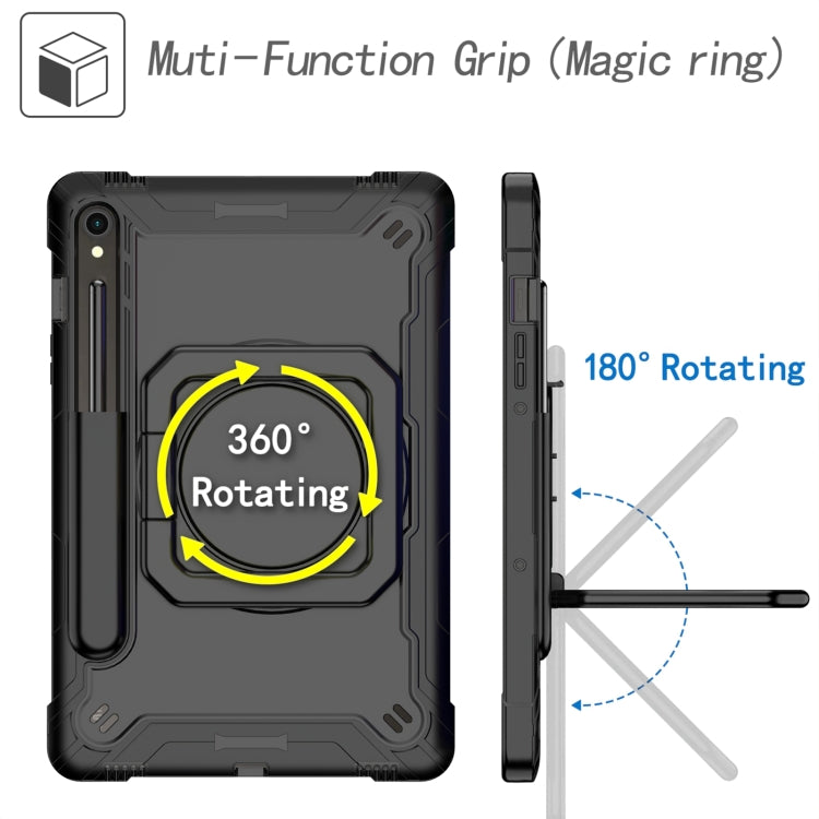 For Samsung Galaxy Tab S9 FE / S9 Handle Robot Silicone Hybrid PC Tablet Case(Black) - Galaxy Tab S9 Cases by PMC TechLife | Online Shopping South Africa | PMC TechLife