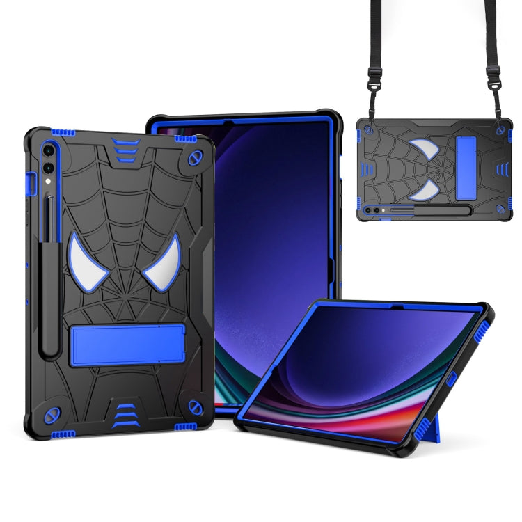 For Samsung Galaxy Tab S9 FE+ / S9+ Fold-Holder Spider Silicone Hybrid PC Tablet Case(Back Blue) - Galaxy Tab S9+ Cases by PMC Jewellery | Online Shopping South Africa | PMC Jewellery | Buy Now Pay Later Mobicred