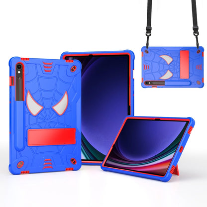 For Samsung Galaxy Tab S9 FE / S9 Fold-Holder Spider Silicone Hybrid PC Tablet Case(Blue Red) - Galaxy Tab S9 Cases by PMC Jewellery | Online Shopping South Africa | PMC Jewellery | Buy Now Pay Later Mobicred