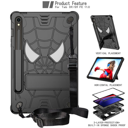 For Samsung Galaxy Tab S9 FE / S9 Fold-Holder Spider Silicone Hybrid PC Tablet Case(Black) - Galaxy Tab S9 Cases by PMC Jewellery | Online Shopping South Africa | PMC Jewellery