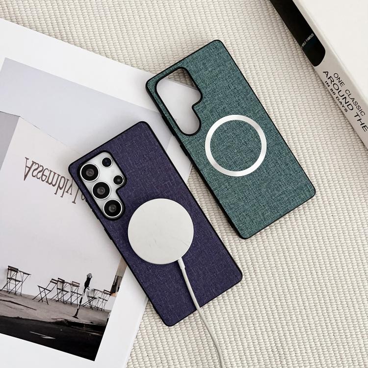 For Samsung Galaxy S25 Ultra 5G Magsafe Magnetic Ring Cloth Texture Phone Case(Grey) - Galaxy S25 Ultra 5G Cases by PMC TechLife | Online Shopping South Africa | PMC TechLife | Buy Now Pay Later Mobicred