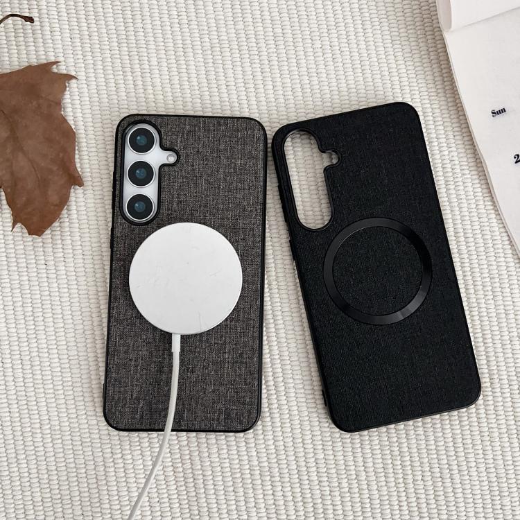 For Samsung Galaxy S25+ 5G Magsafe Magnetic Ring Cloth Texture Phone Case(Black) - free shipping - PMC TechLife - Order now!