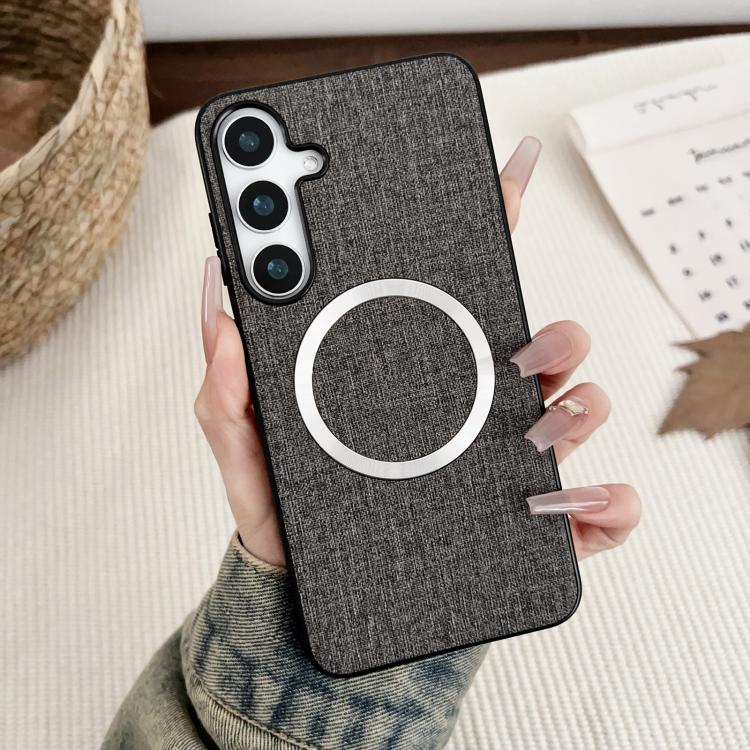 For Samsung Galaxy S25+ 5G Magsafe Magnetic Ring Cloth Texture Phone Case(Grey) - Galaxy S25+ 5G Cases by PMC Jewellery | Online Shopping South Africa | PMC Jewellery | Buy Now Pay Later Mobicred